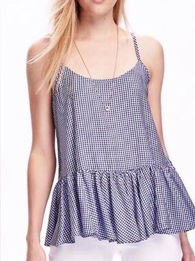 Blue Gingham Peplum Cami by Old Navy